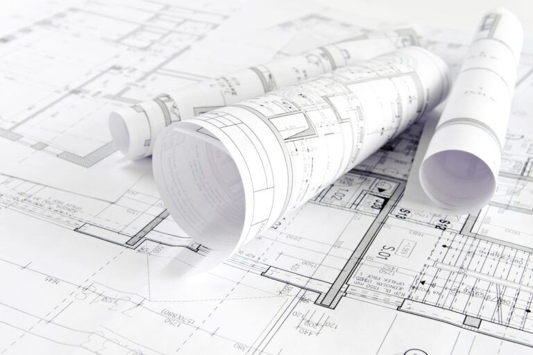 Nahaufnahme technischer Zeichnungen