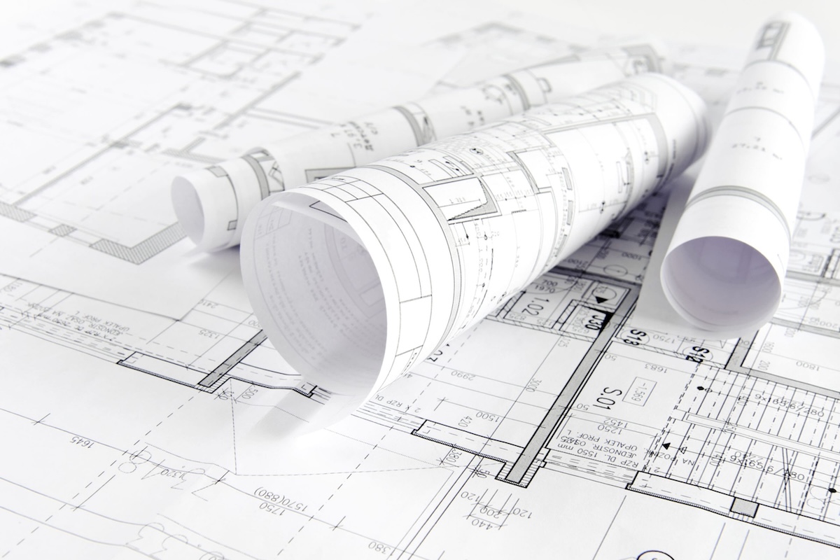 Nahaufnahme technischer Zeichnungen